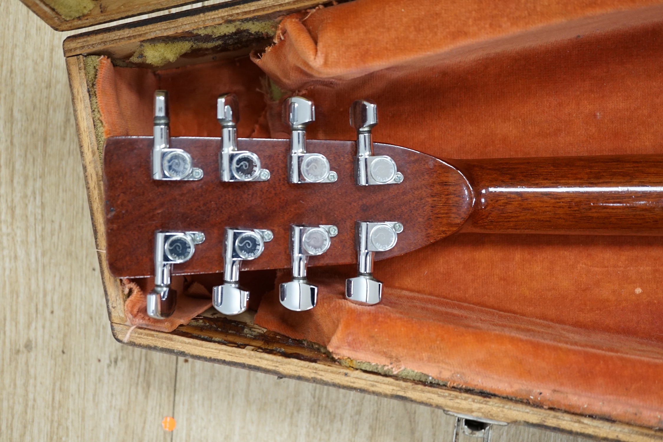 A cased Fylde Octave mandola, sapele back, cedar soundboard, length of body 39cm, overall length 81cm